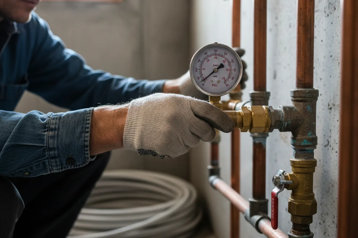 Pressure testing a repaired line during Water Line Repair in Rimforest